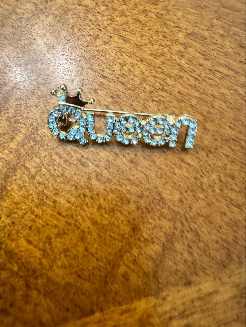 Rhinestone Queen Brooch Pin with Crown Accent 312